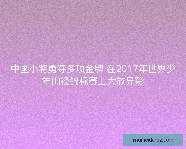 中国小将勇夺多项金牌 在2017年世界少年田径锦标赛上大放异彩