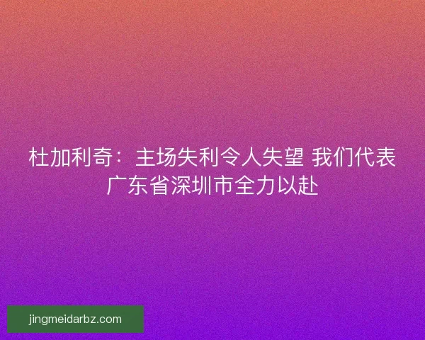 杜加利奇：主场失利令人失望 我们代表广东省深圳市全力以赴